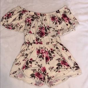 Floral romper off the shoulder